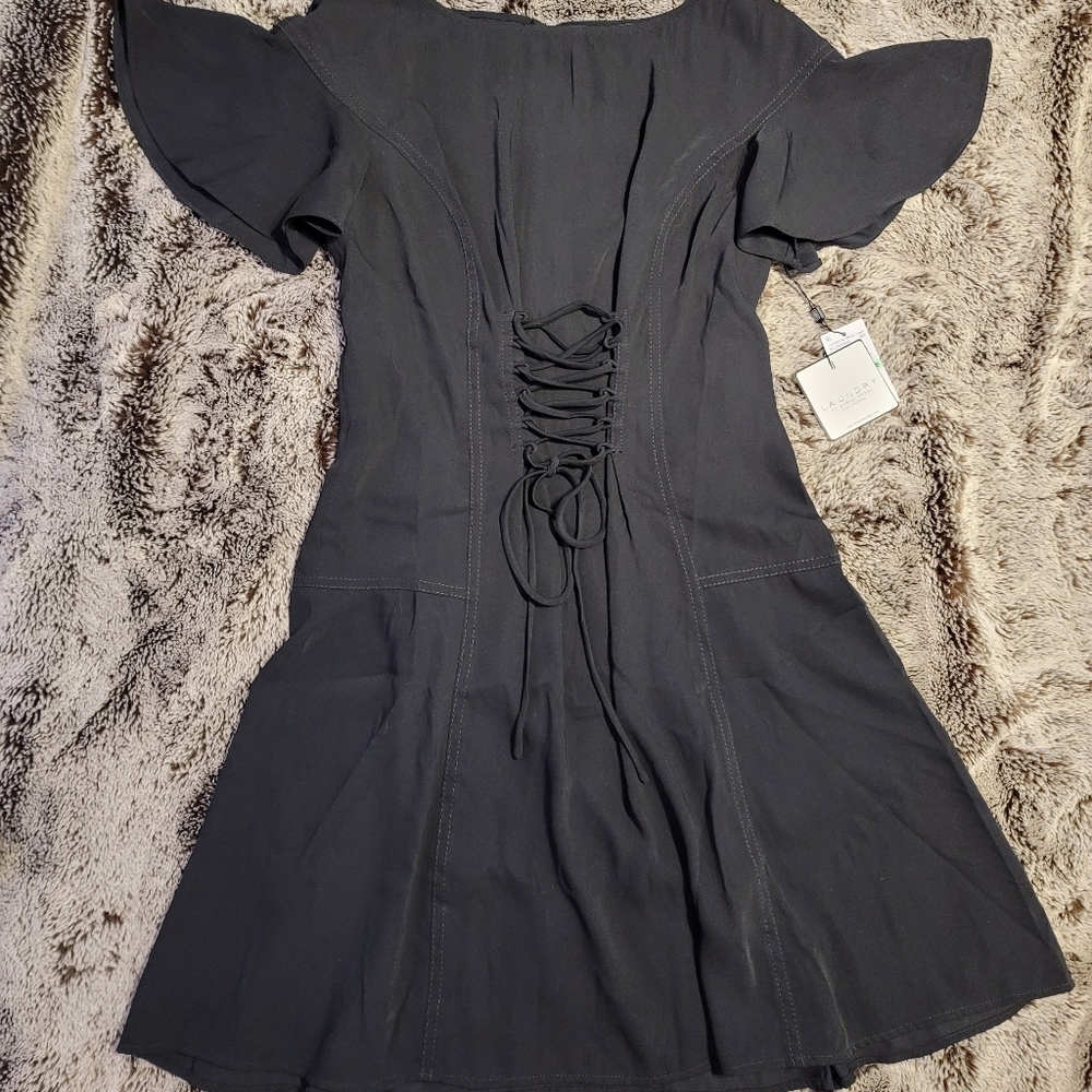 🖤 Laundry by Shelli Segal black corset drop waisted dress 8 NWT